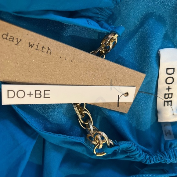 NWT DO+BE Chain Blue Cropped Tank Top Size Large - Picture 4 of 6